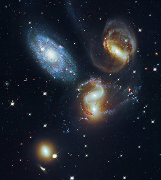 Galaxy Group. Stephan's Quintet Galactic wreckage. Elements of this image furnished by NASA. Retouched image.