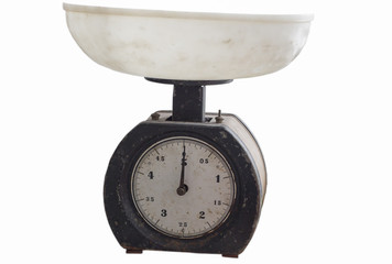 old and vintage scales, white background, isolated