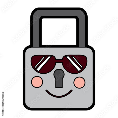 "safety lock sunglasses emoji icon image vector illustration design " Stock image and royalty