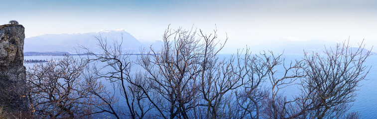panoramic view of Lake Garda in winter