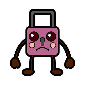 safety lock sad emoji icon image vector illustration design 