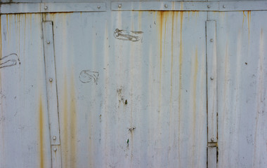 Dirty, old metal surface. White-grey grunge texture. Close up 