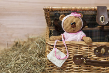 teddy bear on a wooden background
