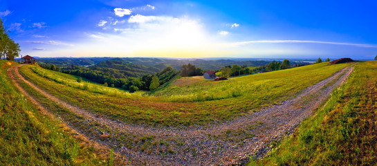 Fototapeta na wymiar Green landscape of Medjimurje region panoramic view from hill