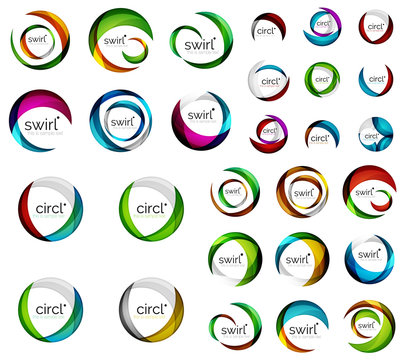 Mega set of swirl circles abstract vector icons. Circle, helix, rotation, spiral motion concepts. Vector