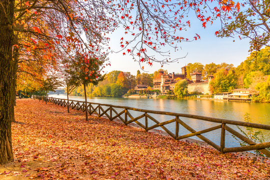 Fototapeta Medieval Castle in Turin, Italy.
