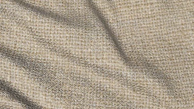 Canvas sackcloth textured fluttering in the wind. Animated movement of the canvas. The waves of the material.  