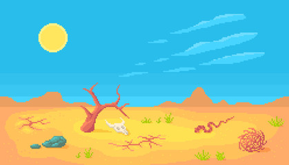 Pixel art desert scene.