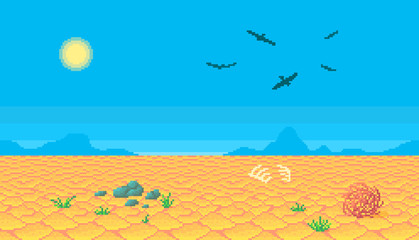Pixel art desert background.