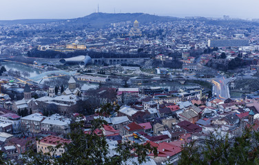Panorama of Tbilisi at sunset