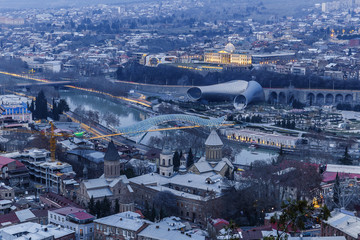 Panorama of Tbilisi at sunset