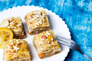 Baklava dessert slices on a plate