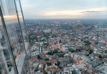 Fototapeta na wymiar Aerial view of London skyline at night, London