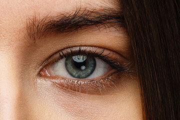 Close up shot of female eye make up in classic style