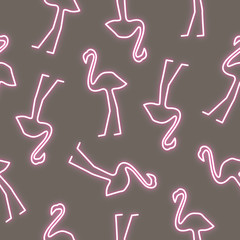 Flamingo neon effect shapes seamless pattern.