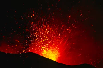 Foto op geborsteld aluminium Vulkaan Etna, Fontana di lava