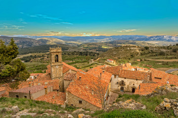 The town of Culla at sunset in Castellon