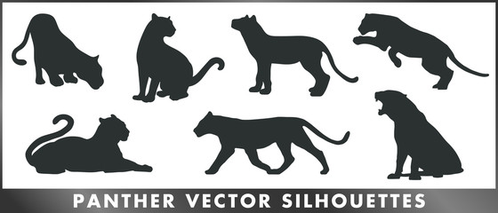 Panther vector silhouettes - obrazy, fototapety, plakaty