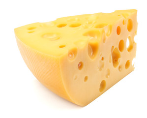 piece of cheese isolated on white background