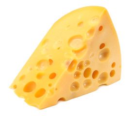 piece of cheese isolated on white background