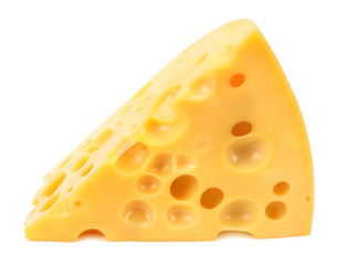 piece of cheese isolated on white background