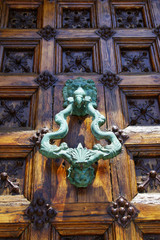 Beautiful Knocker on the door of an old building in Sitges, Spain