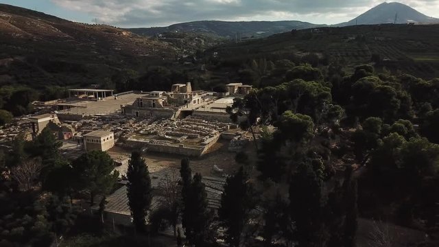 Aerial view of Knossos palace at Crete, Greece