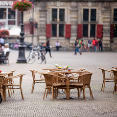 Chairs and tables of restaurant