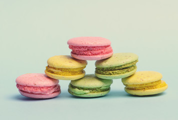 Sweet and colourful french macaroons or macaron