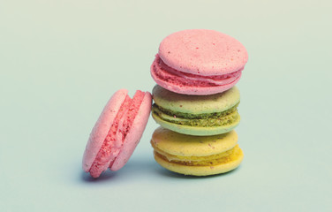Sweet and colourful french macaroons or macaron