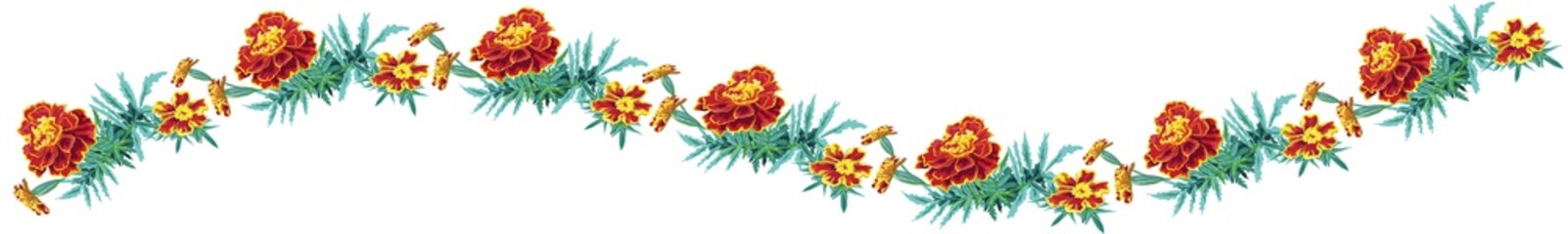 Obraz na płótnie Canvas marigold flowers horizontal banner wave