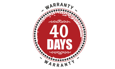 40 days warranty rubber stamp