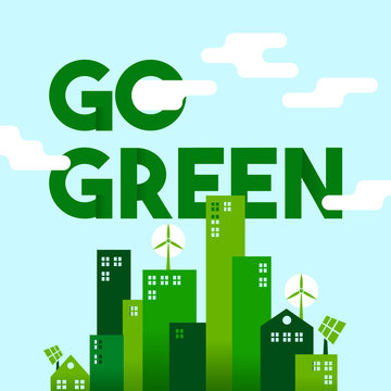 Green city flat art concept for environment care