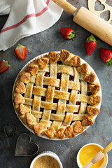 Strawberry pie overhead shot