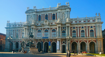 Fototapeta na wymiar Rear facade of Palazzo Carignano, Turin