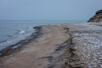 wintry winter day on the shore of the Baltic Sea, Latvia