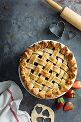 Strawberry pie overhead shot