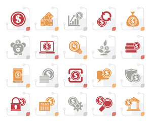 Stylized Business, Money and Finance icons -  vector icon set