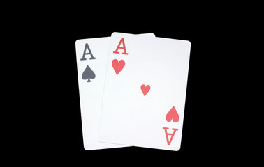 Four aces combination, poker, casino, curved, on dark background
