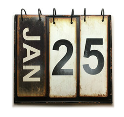 January 25 on calendar with white background
