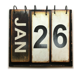 January 26 on calendar with white background
