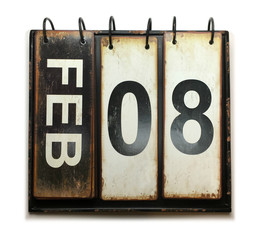 February 08 on calendar with white background
