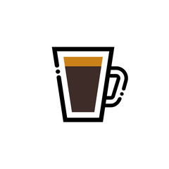 Irish coffee cup line art illustration. Line icon- cup