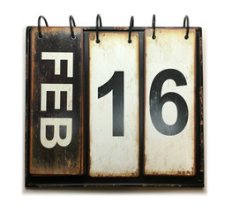 February 16 on calendar with white background
