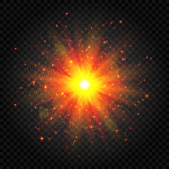 Explosion light. Vector sun flare. Explosion star. Vector illustration