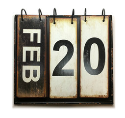 February 20 on calendar with white background
