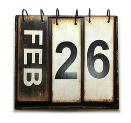 February 26 on calendar with white background
