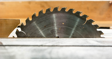 circular saw in carpentry workshop
