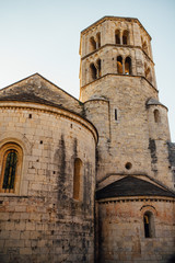 Fototapeta na wymiar Girona Cathedral in Catalonia, Spain, Romanesque, Gothic and Baroque architecture