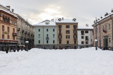 Small snowy village